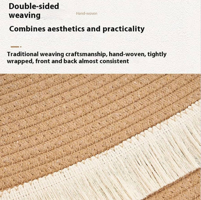 DailySolve PurrfectStep Cotton Rope Area Rug – Soft, Reversible Vintage Round Accent Rug with Tassels