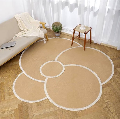 DailySolve PurrfectStep Cotton Rope Area Rug – Soft, Reversible Vintage Round Accent Rug with Tassels