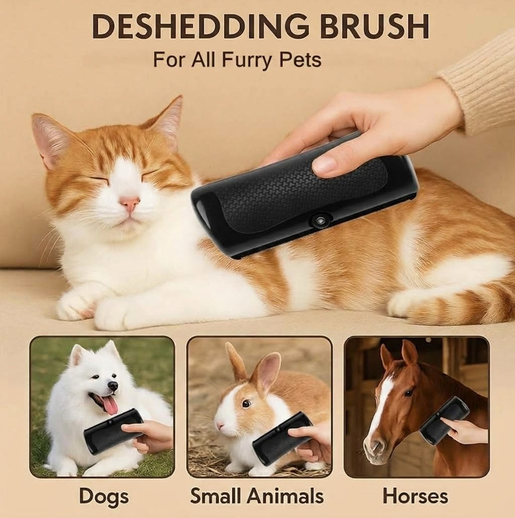 DailySolve Professional Pet Deshedding Brush & Grooming Tool – Ergonomic Anti-Slip Design with Stainless Steel Blade for Dogs, Cats, Rabbits, and Horses